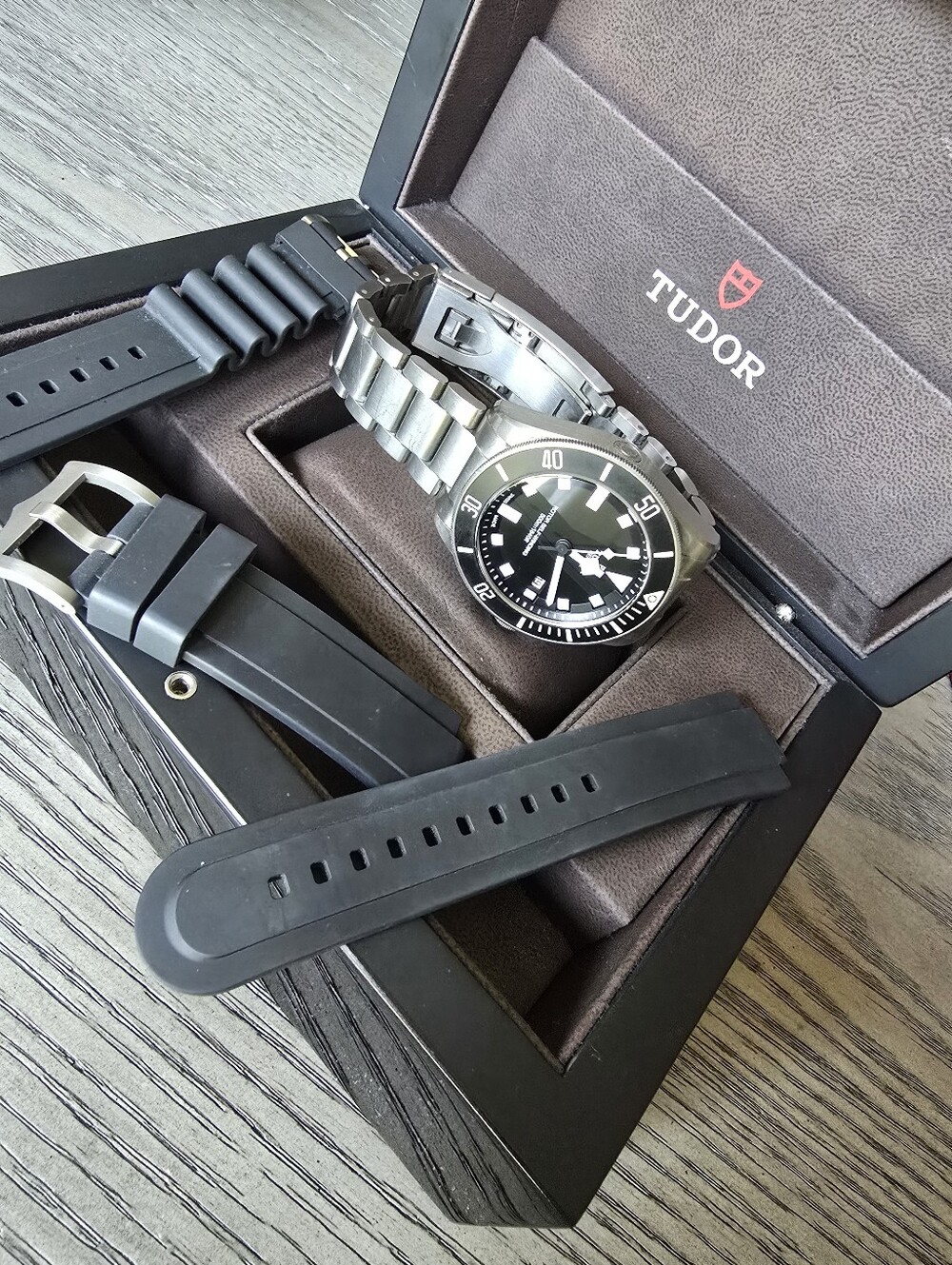 SOLD Tudor Men's Dive Watch with Black Dial and Stainless Steel Bracelet